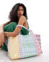 Фото #2 товара Mango large mixed check shopper bag in multi