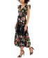 Фото #3 товара Women's Cotton Floral-Print Tie-Waist Midi Dress