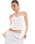 4th & Reckless linen look sweetheart neck bandeau corset top co-ord in white