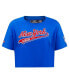 ფოტო #3 პროდუქტის Women's Blue New York Rangers Boxy Script Tail Cropped T-shirt