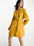 Фото #1 товара & Other Stories wool blend tie waist blazer mini dress in mustard