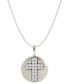 ფოტო #1 პროდუქტის Diamond Double Cross Disk Pendant Necklace in 14k White Gold (1/10 ct. t.w.)