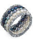 ფოტო #1 პროდუქტის 5-Pc. Set White, Gray & Peacock Cultured Freshwater Baroque Pearl (7mm) and Rondel Crystal Stretch Bracelets