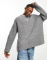 Фото #2 товара ASOS DESIGN wool mix heavyweight rib jumper with side splits in light grey