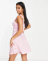 Фото #2 товара Noisy May Petite ruffle strap mini slip dress in pink ditsy print