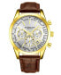 ფოტო #1 პროდუქტის Men's Monaco Brown Leather, Silver-Tone Dial, 44mm Round Watch