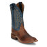 Фото #2 товара Justin Boots Poston Wide Square Toe Cowboy Mens Blue, Brown Casual Boots BR388