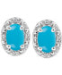 ფოტო #5 პროდუქტის Onyx & Diamond Accent Oval Stud Earrings in Sterling Silver (Also in Labradorite & Turquoise)