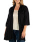 Open Front Elbow Length Sleeve Plus Size Cardigan