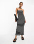 Фото #4 товара ASOS DESIGN bandeau bodycon midi dress in mono stripe