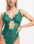 ASOS DESIGN Fuller Bust Sienna lace underwired body in forest green EU 38 E-F - фото #2