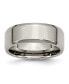 Фото #1 товара Titanium Polished Beveled Edge Wedding Band Ring