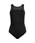 Фото #3 товара Women's D-Cup Chlorine Resistant Smoothing Control Mesh High Neck One Piece Swimsuit