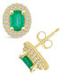 ფოტო #2 პროდუქტის Emerald (1 Ct. t.w.) and Diamond (3/8 Ct. t.w.) Halo Stud Earrings