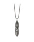 Antiqued and White Cat's Eye Feather Pendant Box Chain Necklace