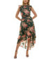 Фото #3 товара Juniors' Floral-Print Smocked-Waist High-Low Hem Dress