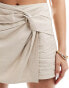 Stradivarius linen blend skort with twist in natural