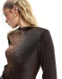 Mango high neck long sleeve top in bronze