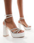 Фото #2 товара Be Mine Bridal Maysha embellished platform heeled sandals in ivory satin