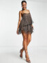 Фото #3 товара ASOS DESIGN fringed mini dress in chocolate