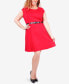 Plus Size Belted Fit & Flare Dress Jalepeno Red, 1X - фото #1