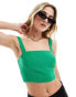 Фото #1 товара Stradivarius linen look square neck cami top in green