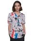 Фото #3 товара Women's Printed Bungee-Sleeve Button-Down Top