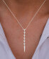 Фото #2 товара Macy's cubic Zirconia Triangle Lariat Necklace in Sterling Silver, 16" + 2" extender