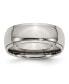 ფოტო #1 პროდუქტის Titanium Polished Ridged Edge Wedding Band Ring