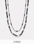 ASOS DESIGN 2 pack semi-precious beaded necklace in black tone - фото #1