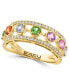 ფოტო #1 პროდუქტის EFFY® Multi-Gemstone (7/8 ct. t.w.) & Diamond (1/5 ct. t.w.) Open Work Statement Ring in 14k Gold