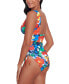 Фото #3 товара Women's Shirred Plunge-Neck One-Piece Swimsuit