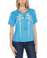 ფოტო #1 პროდუქტის Women's Embroidered Tie-Neck Peasant Top