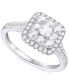 ფოტო #1 პროდუქტის Diamond Princess & Round Halo Ring (1 ct. t.w.) in 14k White Gold