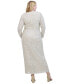 ფოტო #2 პროდუქტის Plus Size Boat-Neck Long-Sleeve Sequin Gown