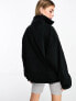 ASOS DESIGN Weekend Collective oversized half zip borg fleece with logo in black