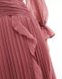 Фото #2 товара ASOS DESIGN high neck ruched belt detail maxi dress in dusky pink