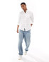 Superdry studio linen long sleeve shirt in white