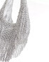 ASOS DESIGN scoop shoulder bag with beaded fringe detail in silver