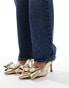 Фото #2 товара ASOS DESIGN Sapphire bow detail mid heeled shoes in gold