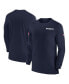 Men's Navy New England Patriots Sideline Coach UV Performance Long Sleeve T-Shirt