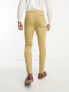 Фото #2 товара ASOS DESIGN skinny wool mix suit trousers in stone herringbone