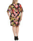 Фото #2 товара Plus Size Printed Twist-Front Capelet Dress