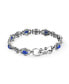 Sterling Silver Women's Link Bracelet Oval Blue Denim Lapis Gemstone Size Small - Large Blue denim lapis, Large - фото #1