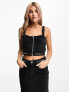 Фото #1 товара Calvin Klein Jeans logo tape bustier top in black - exclusive to ASOS