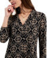 Фото #3 товара Women's Printed 3/4 Sleeve V-Neck Knit Top, Created for Macy's