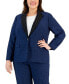 ფოტო #4 პროდუქტის Plus Size Contrast-Collar Windowpane Check Pantsuit