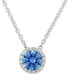 ფოტო #1 პროდუქტის Blue Cubic Zirconia 18" Pendant Necklace in Sterling Silver