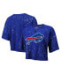 ფოტო #1 პროდუქტის Women's Threads Royal Distressed Buffalo Bills Bleach Splatter Notch Neck Crop T-shirt