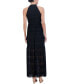 Фото #2 товара Women's Lace Mock-Neck Side-Slit Maxi Dress